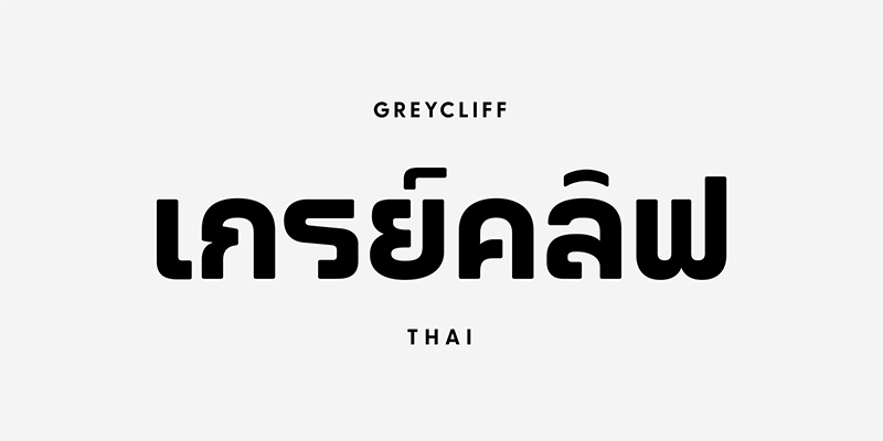 Card displaying Greycliff Thai CF typeface in various styles