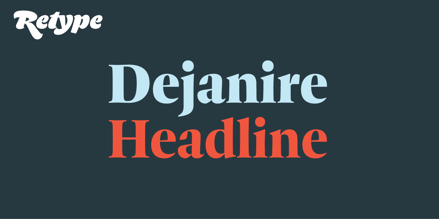 Card displaying Dejanire Headline typeface in various styles