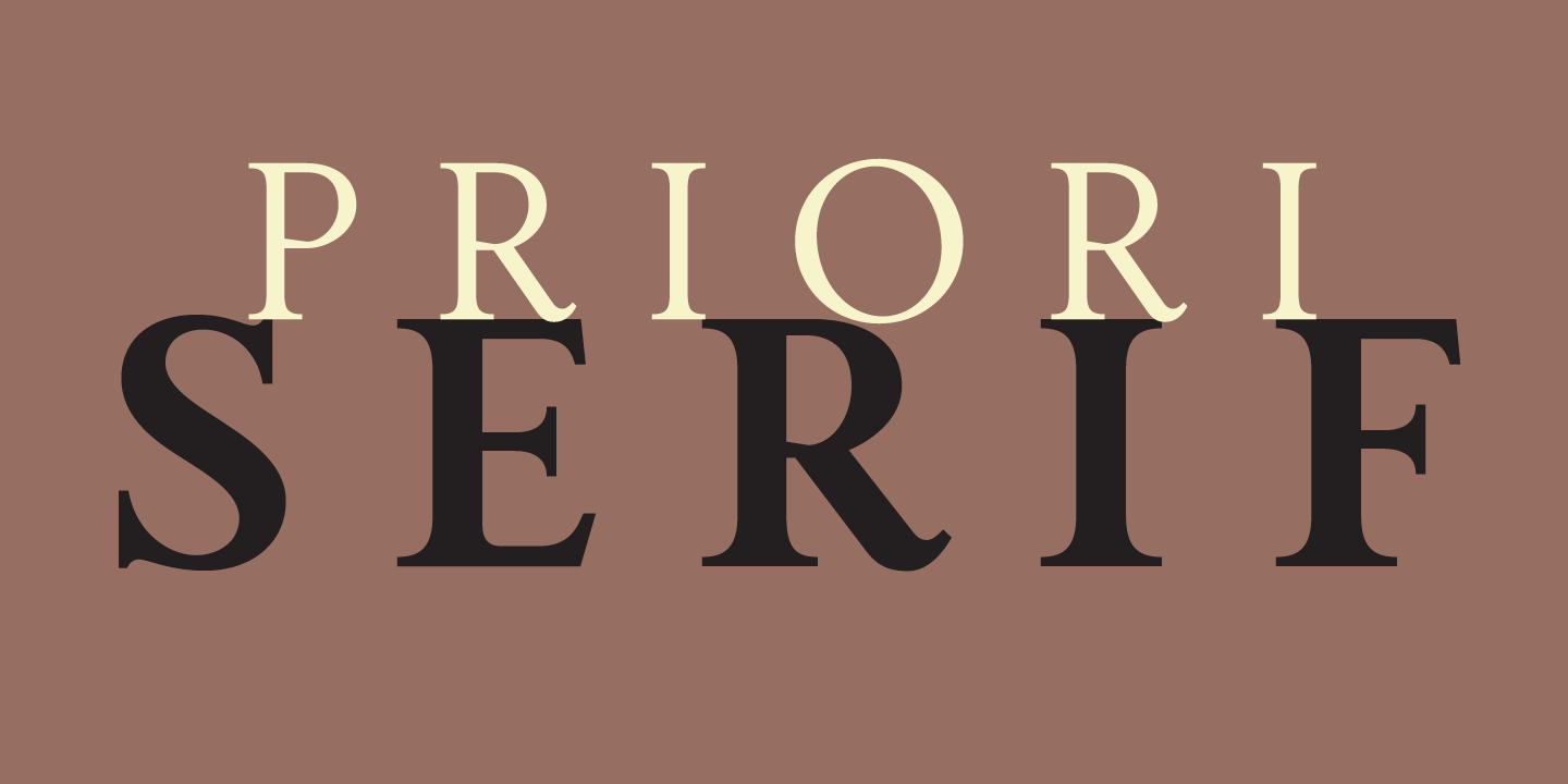 Card displaying Priori Serif typeface in various styles