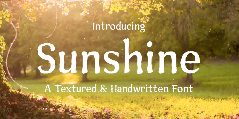 Card displaying Sunshine typeface in various styles