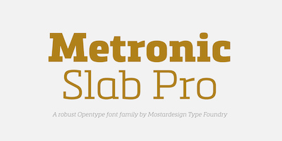 Card displaying Metronic Slab typeface in various styles