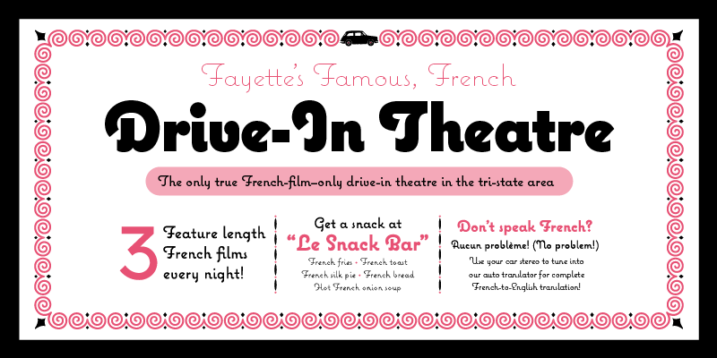 Card displaying Coquette typeface in various styles
