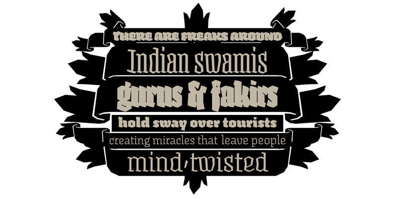 Card displaying Fakir typeface in various styles