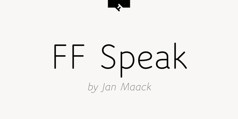 Card displaying FF Speak typeface in various styles