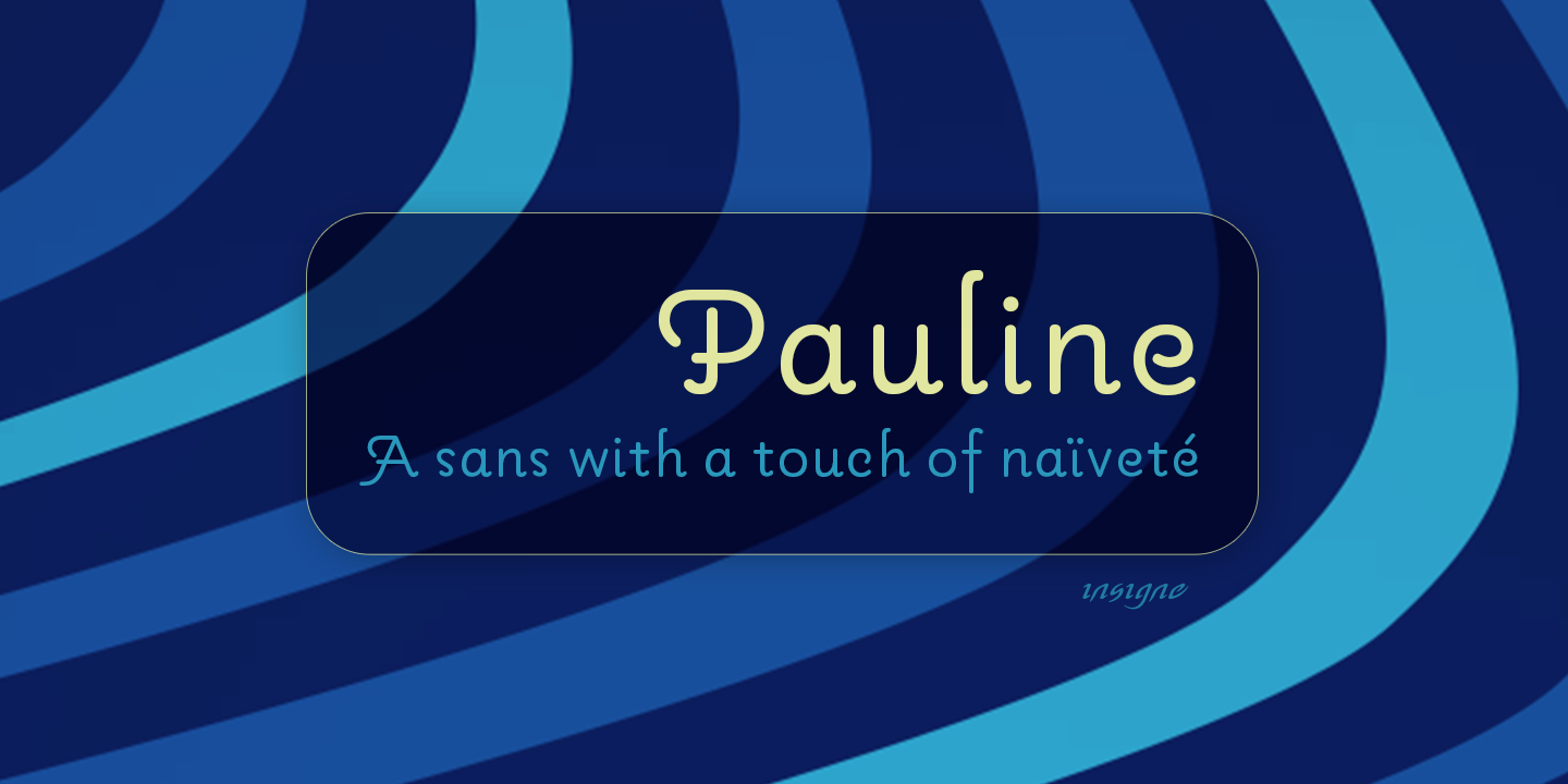 Card displaying Pauline typeface in various styles