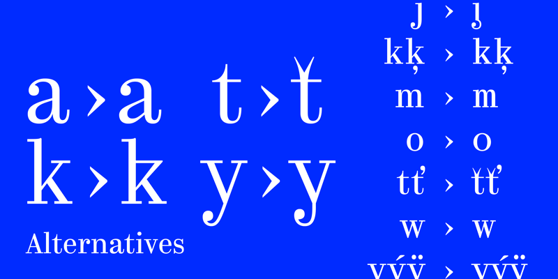 Card displaying Kazimir typeface in various styles