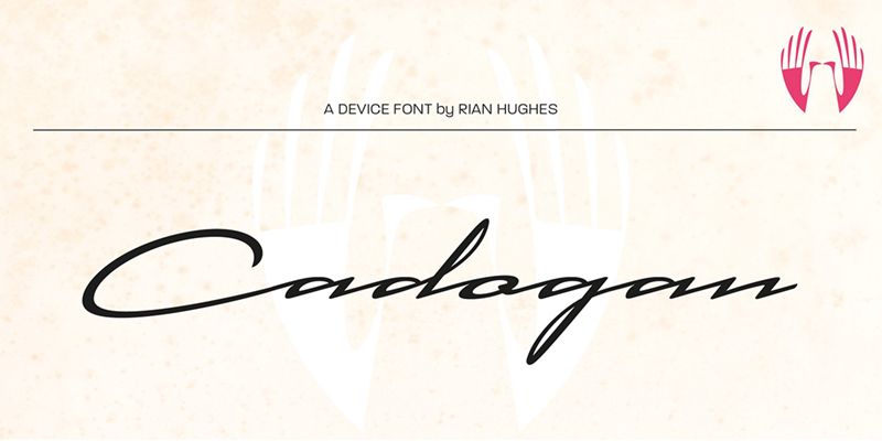 Card displaying Cadogan typeface in various styles