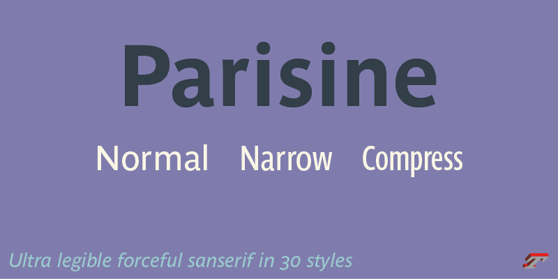Card displaying Parisine typeface in various styles