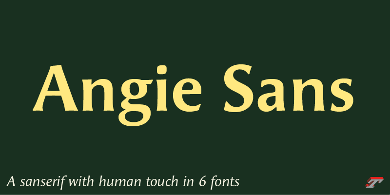 Card displaying Angie Sans typeface in various styles