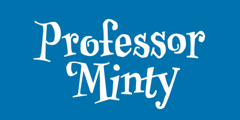 Card displaying Professor Minty typeface in various styles