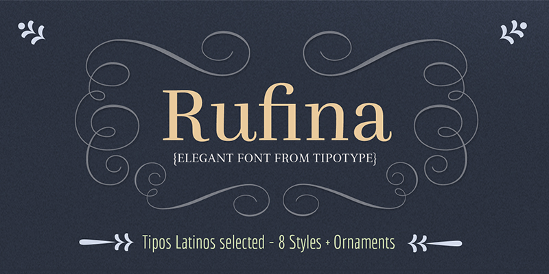 Card displaying Rufina typeface in various styles