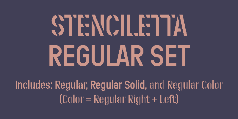 Card displaying Stenciletta typeface in various styles