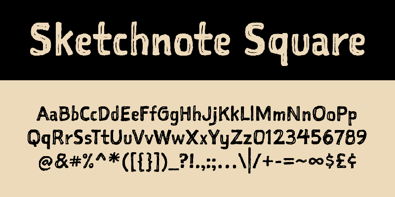 Card displaying Sketchnote typeface in various styles