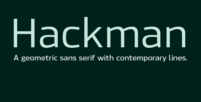 Card displaying Hackman typeface in various styles
