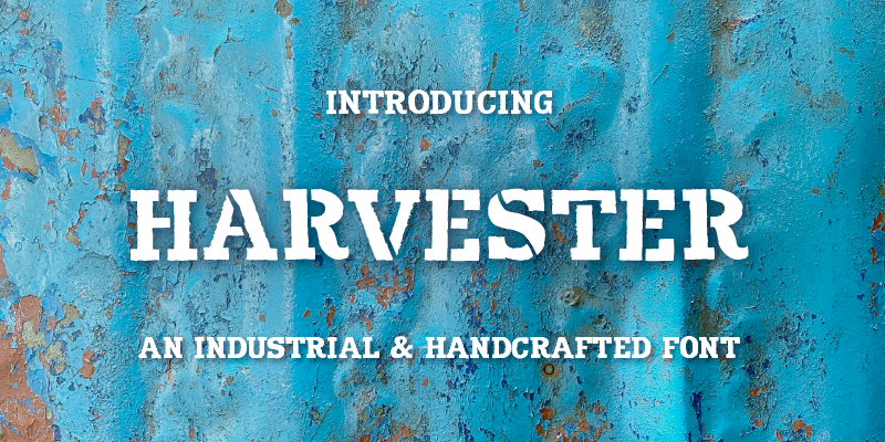 Card displaying Harvester typeface in various styles