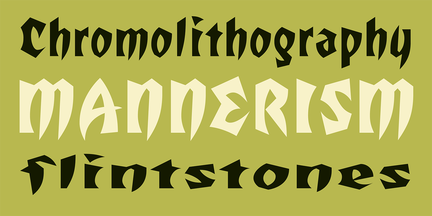 Card displaying Totally Gothic typeface in various styles