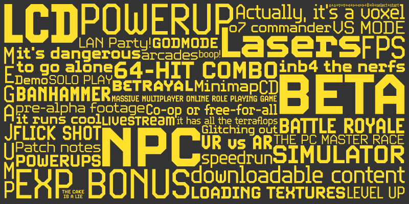 Card displaying Video typeface in various styles