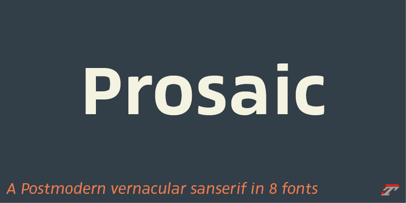 Card displaying Prosaic typeface in various styles