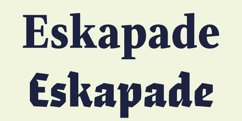 Card displaying Eskapade typeface in various styles