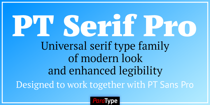 Card displaying PT Serif Pro typeface in various styles
