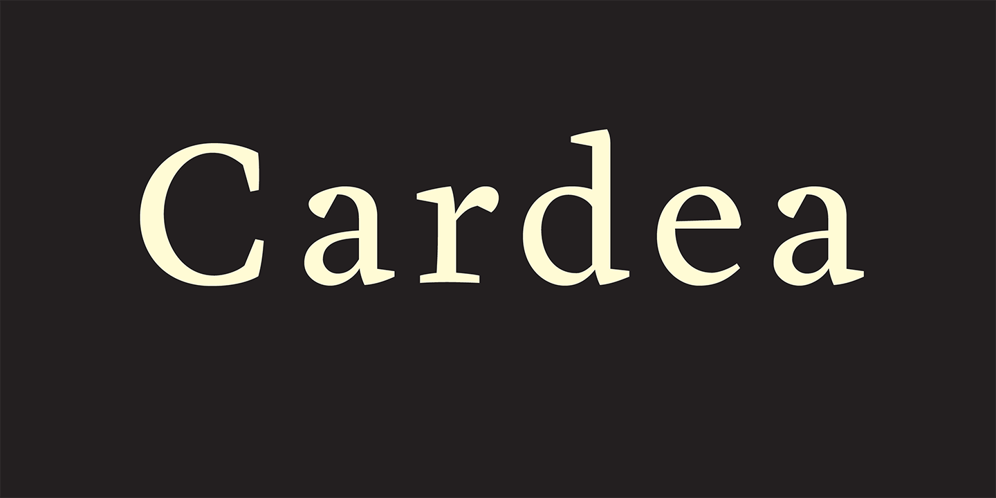 Card displaying Cardea typeface in various styles