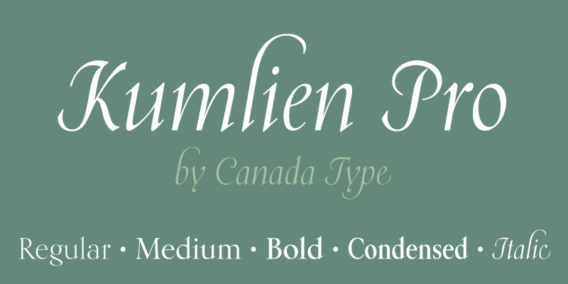 Card displaying Kumlien typeface in various styles