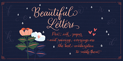 Card displaying Looking Flowers typeface in various styles