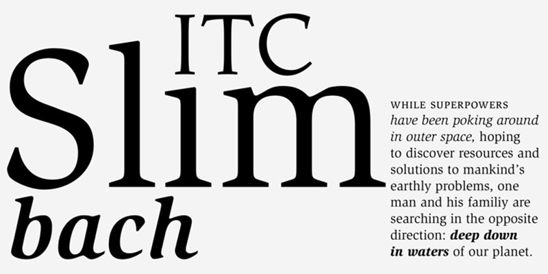 Card displaying ITC Slimbach typeface in various styles