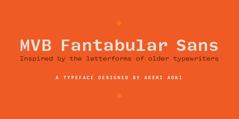 Card displaying MVB Fantabular Sans typeface in various styles