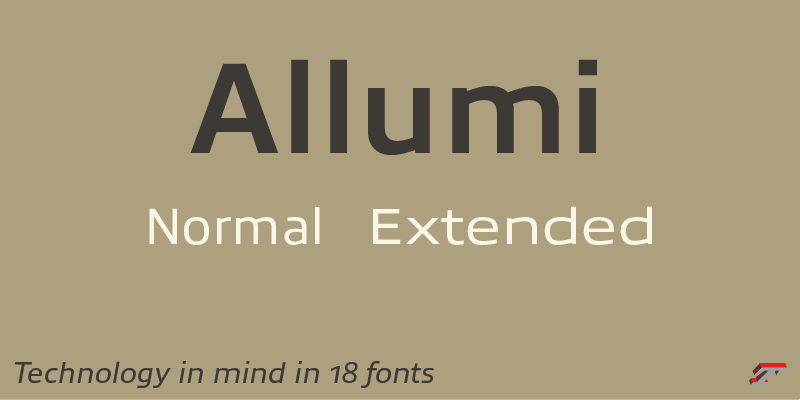 Card displaying Allumi typeface in various styles