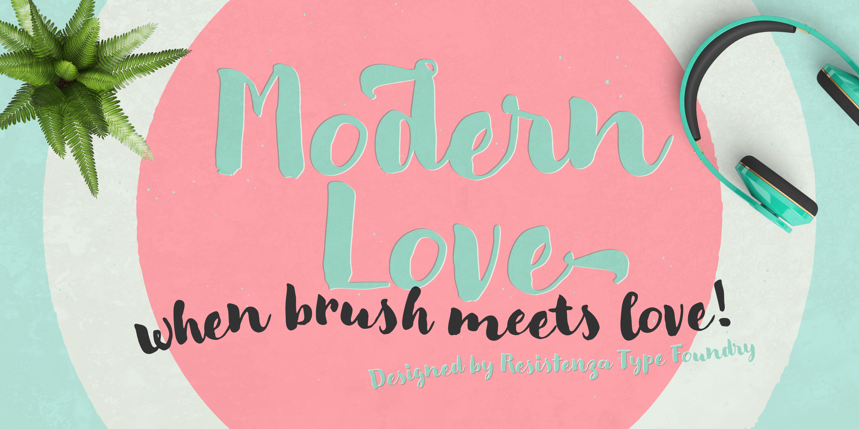 Card displaying Modern Love typeface in various styles