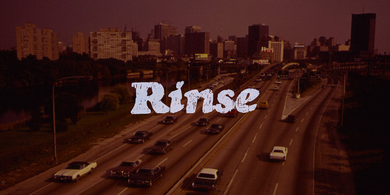 Card displaying Rinse typeface in various styles