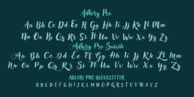 Card displaying Adlery Pro typeface in various styles