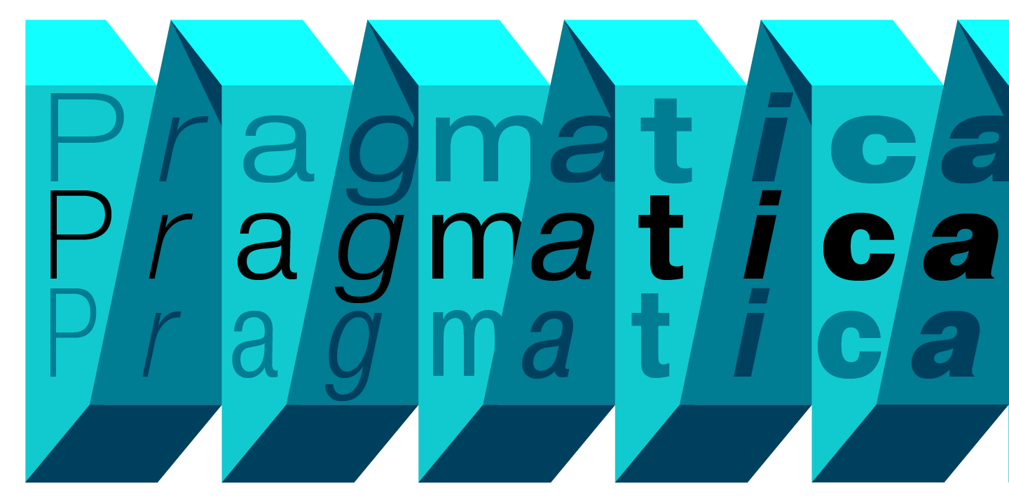 Card displaying Pragmatica typeface in various styles