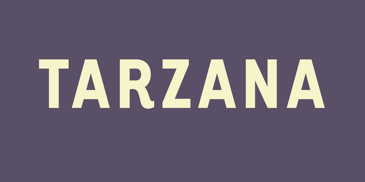 Card displaying Tarzana typeface in various styles
