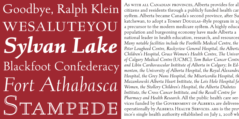 Card displaying Albertan typeface in various styles
