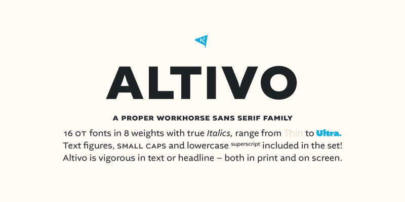 Card displaying Altivo typeface in various styles