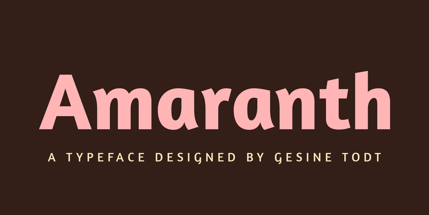 Card displaying Amaranth typeface in various styles