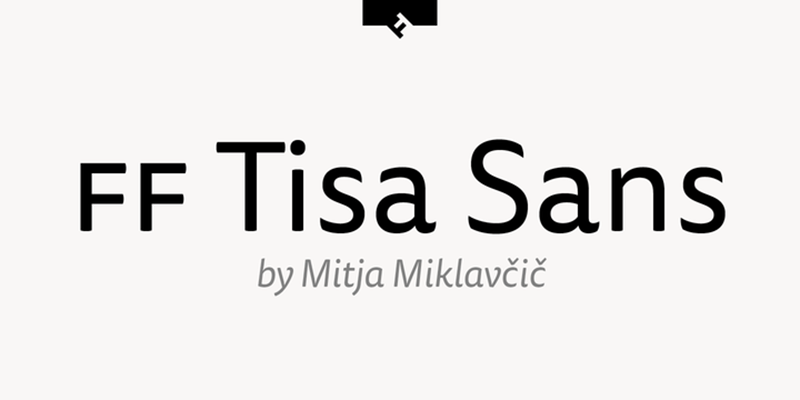Card displaying FF Tisa Sans typeface in various styles