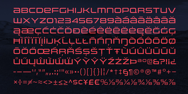 Card displaying Uniwars typeface in various styles