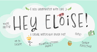 Card displaying Hey Eloise typeface in various styles