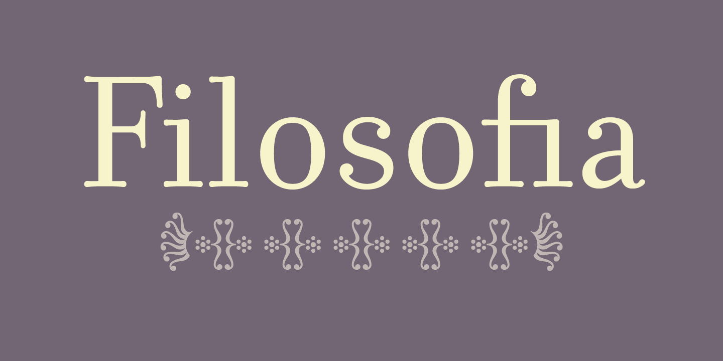 Card displaying Filosofia typeface in various styles