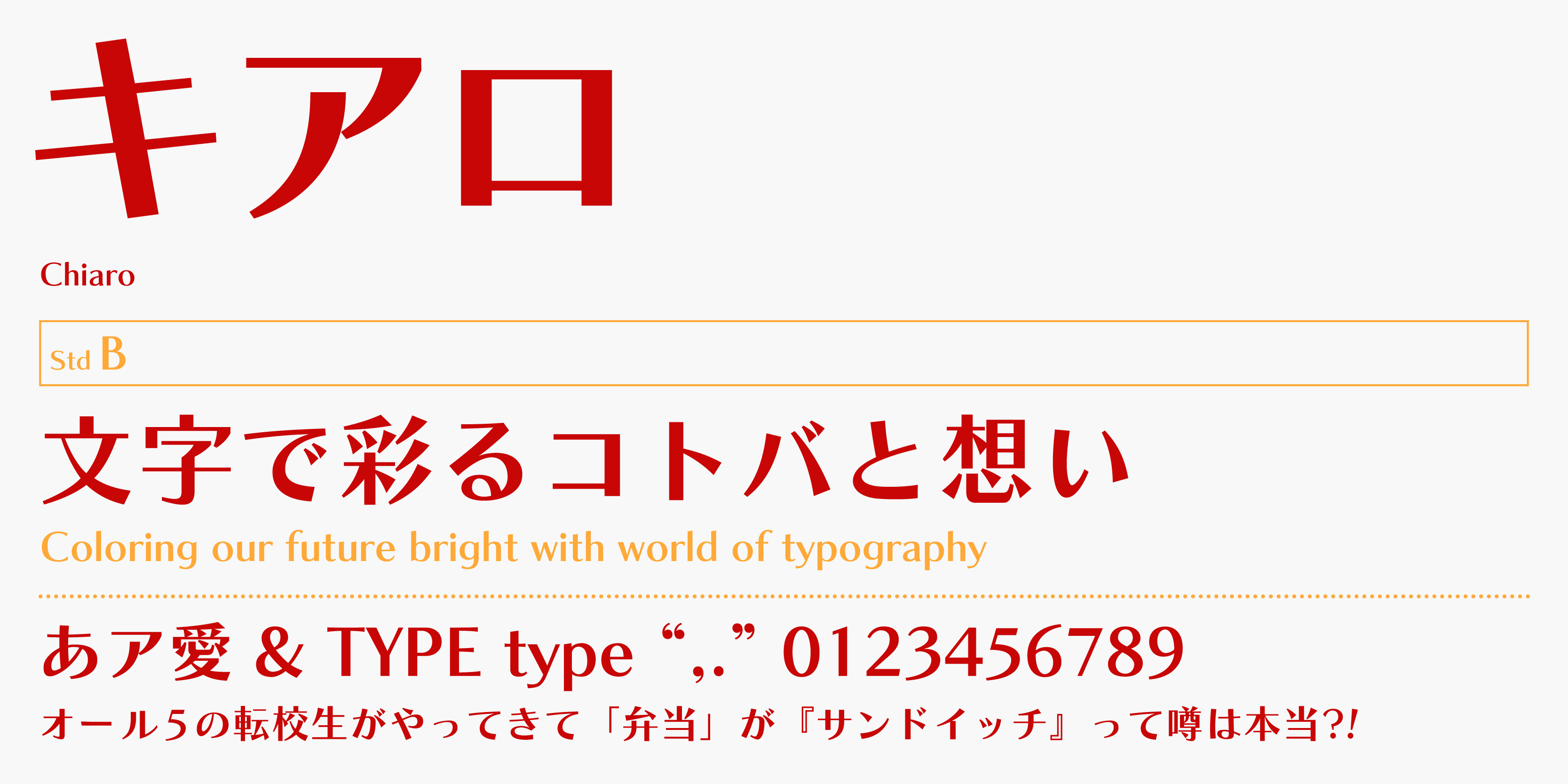 Card displaying FOT-Chiaro Std typeface in various styles