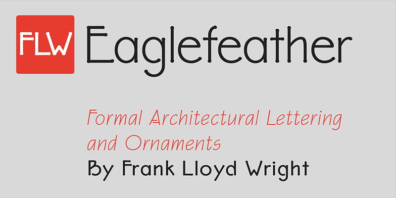 Card displaying FLW Eaglefeather typeface in various styles