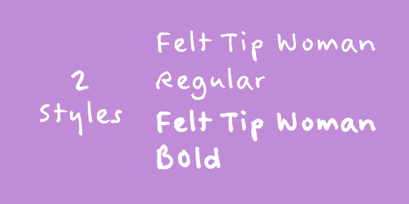Card displaying Felt Tip Woman typeface in various styles