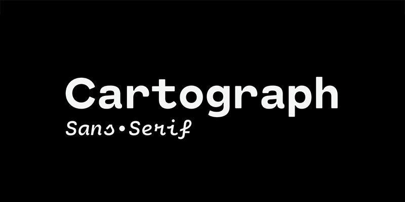 Card displaying Cartograph CF typeface in various styles