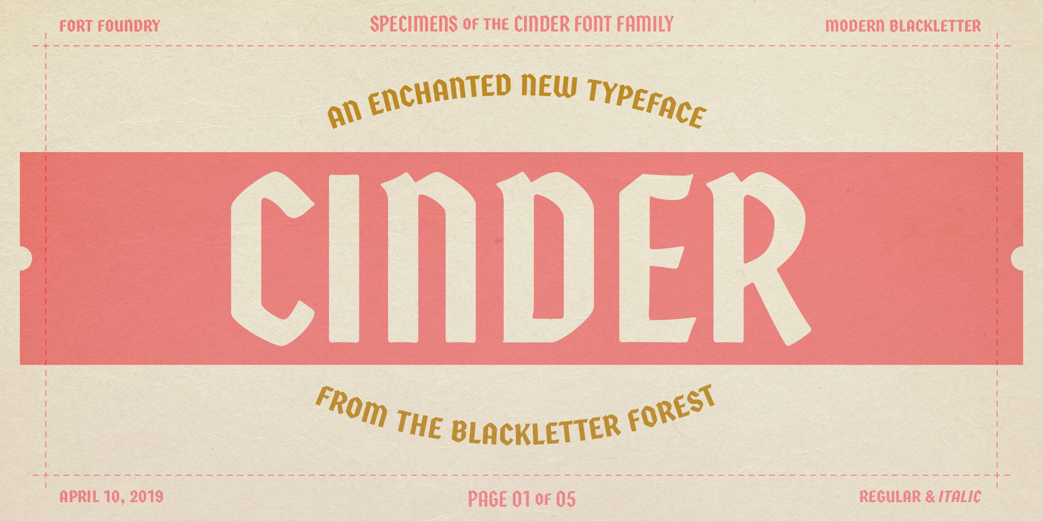 Card displaying Cinder typeface in various styles