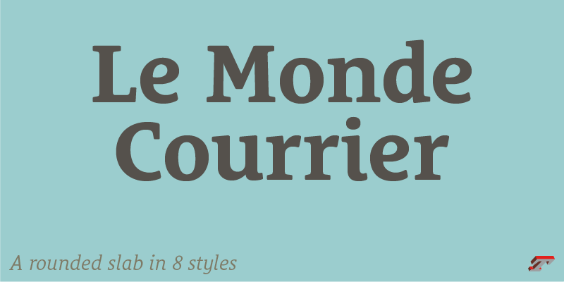 Card displaying Le Monde Courrier typeface in various styles