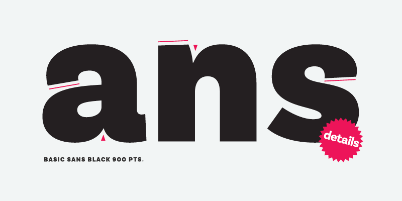 Card displaying Basic Sans typeface in various styles