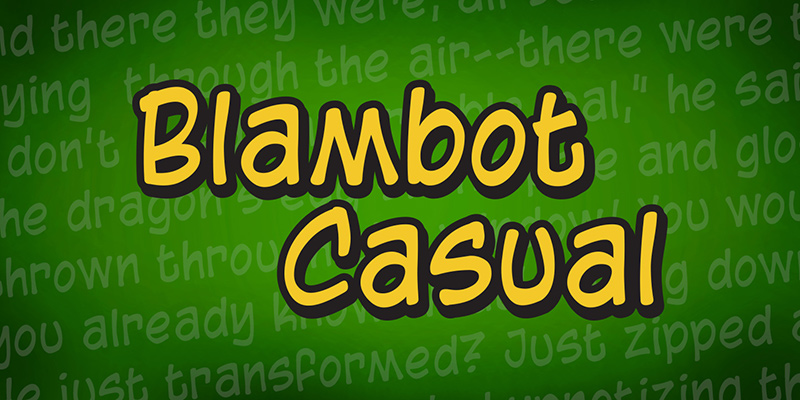 Card displaying Blambot Casual typeface in various styles